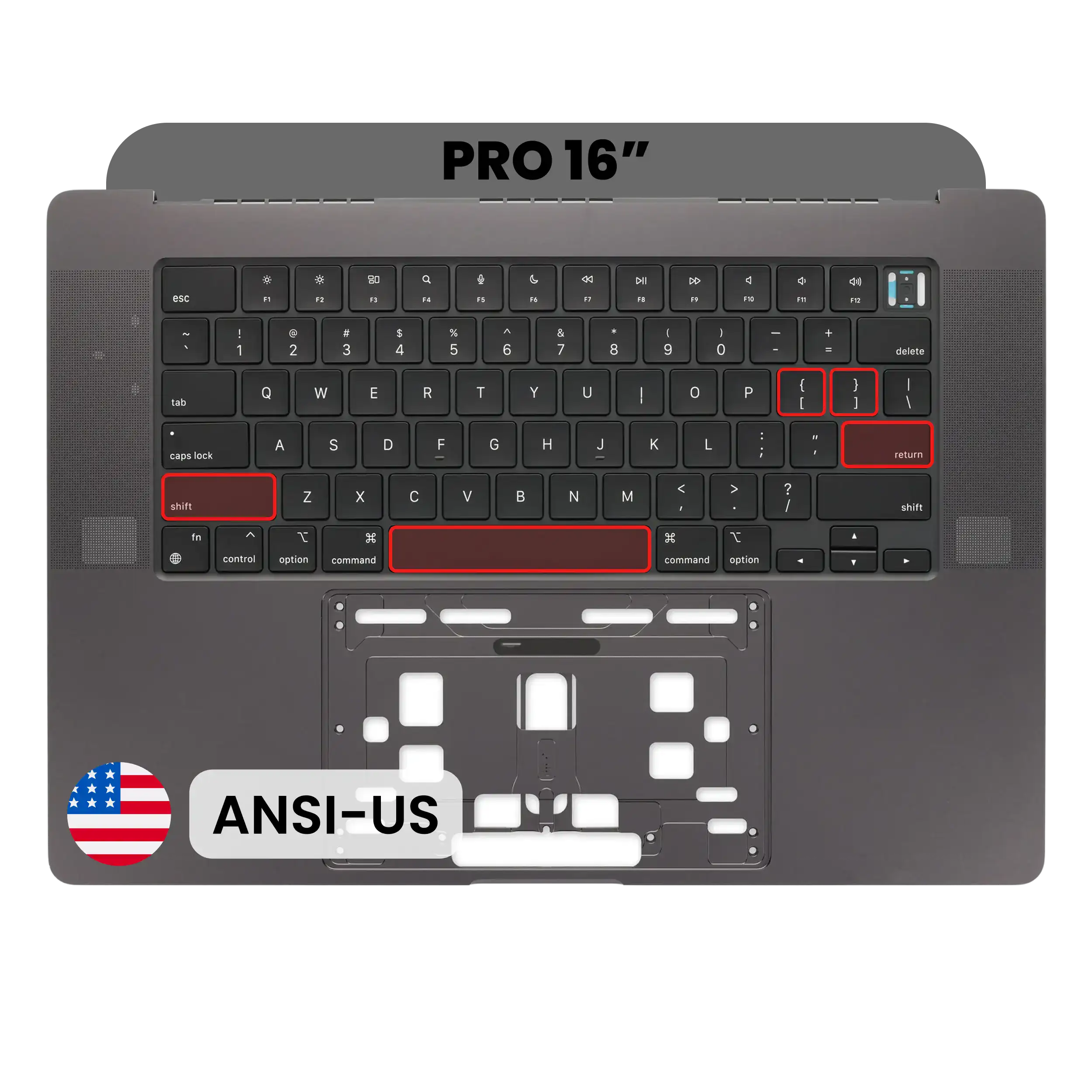 Topcase mit Tastatur (ANSI US-Layout) für MacBook Pro 16" A2991 (2023)