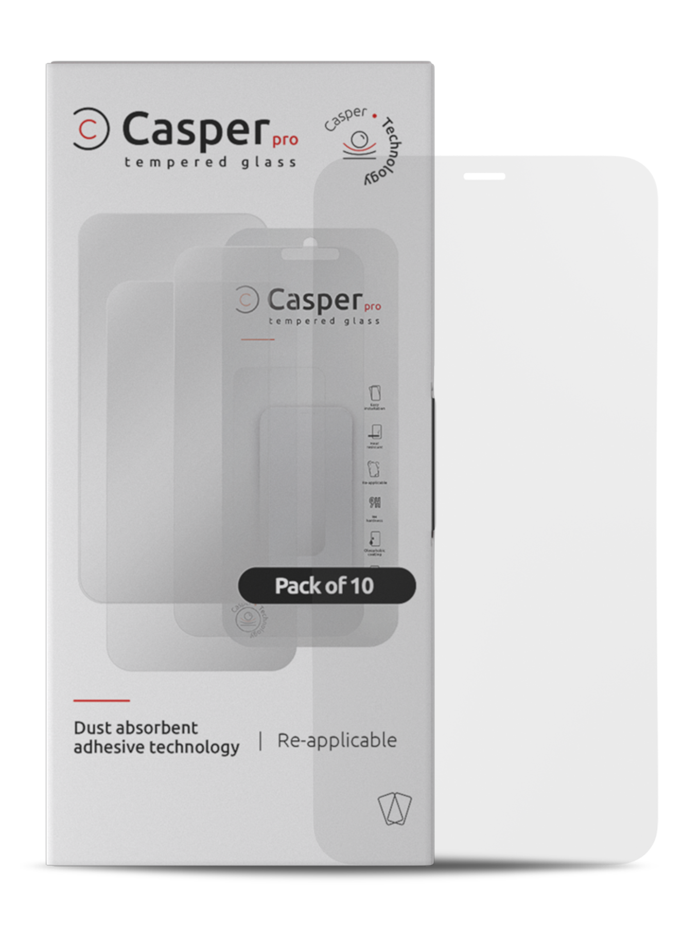 Casper Pro Panzerglas für iPhone XR / 11 (10er-Pack) (Matte)