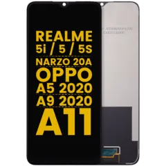 Pantalla LCD sin marco para Realme 5i / 5 / 5S / Narzo 20A / OPPO A5 2020 / A9 2020 / A11 (Reacondicionada)