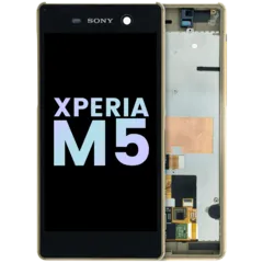 LCD Assembly With Frame For Sony Xperia M5 E5603 (Genuine) (Gold)