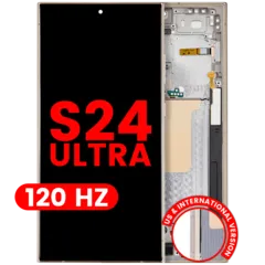 OLED Assembly With Frame For Samsung Galaxy S24 Ultra (US & International Version) (Aftermarket Pro) (120Hz) (Titanium Yellow)