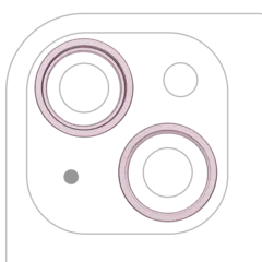 Aro embellecedor de la cámara trasera (solo) para iPhone 15 / 15 Plus (juego de 2) (Rosa) (pack de 10)