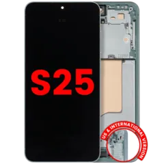 OLED Assembly With Frame For Samsung Galaxy S25 5G (US & International) (Aftermarket Plus) (Mint)