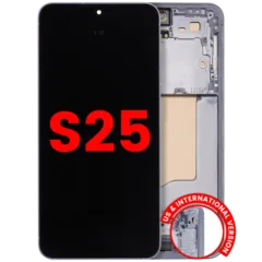 OLED Assembly With Frame For Samsung Galaxy S25 5G (US & International) (Aftermarket Plus) (Icy Blue)