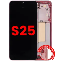OLED Assembly With Frame For Samsung Galaxy S25 5G (US & International) (Aftermarket Plus) (Coral Red)