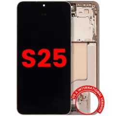 OLED Assembly With Frame For Samsung Galaxy S25 5G (US & International) (Aftermarket Plus) (Pink Gold)