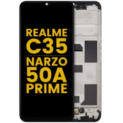 LCD Assembly With Frame For Realme C35 / Narzo 50A Prime (Refurbished) (All Colors)