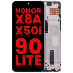 LCD Assembly With Frame For Honor X8A / X50i / 90 Lite ((Aftermarket Plus) (Titanium Silver)
