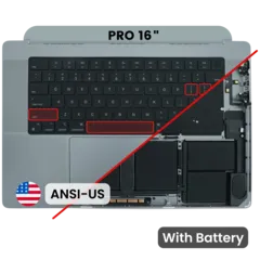 Top Case with Battery and Keyboard (ANSI US) For MacBook Pro 16" A2485 (2021) / A2780 (2023) (Used OEM Pull: Grade B) (Space Gray)