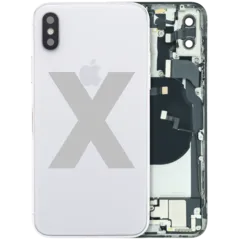 Carcasa trasera con flex de carga y piezas pequeñas preinstaladas para iPhone X (Original usada · grado A)