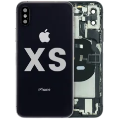 Back Housing W/ Charging Port Flex and Small Components Pre-Installed For iPhone XS (Used OEM Pull: Grade B) (Space Gray)