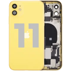Back Housing W/ Charging Port Flex & Small Parts For iPhone 11 (Used OEM Pull: Grade A) (Yellow)