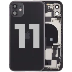 Back Housing W/ Charging Port Flex & Small Parts For iPhone 11 (Used OEM Pull: Grade B) (Black)