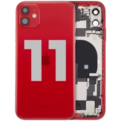 Back Housing W/ Charging Port Flex & Small Parts For iPhone 11 (Used OEM Pull: Grade C) (Red)