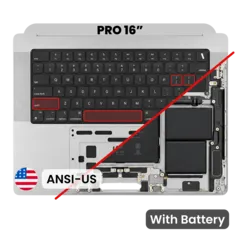 Top Case with Battery and Keyboard (ANSI US) For MacBook Pro 16" A2991 (2023) (Genuine OEM) (Silver)