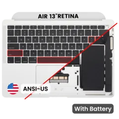 Top Case with Battery and Keyboard (ANSI US) For MacBook Air 13" A1932 (2018-2019) (Used OEM Pull: Grade B) (Silver)