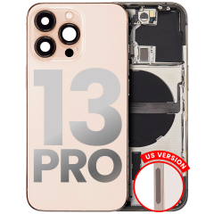 Back Housing W/ Small Components Pre-Installed Compatible For iPhone 13 Pro (US Version) (Used OEM Pull: Grade B) (Gold)