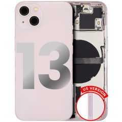 Back Housing W/ Small Components Pre-Installed Compatible For iPhone 13 (US Version) (Used OEM Pull: Grade A) (Pink)