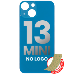 Back Glass With 3M Adhesive Compatible For iPhone 13 Mini (No Logo / Large Camera Hole) (Blue)