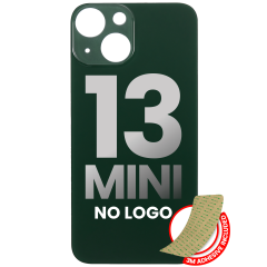Back Glass With 3M Adhesive Compatible For iPhone 13 Mini (No Logo / Large Camera Hole) (Green)