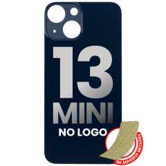 Back Glass With 3M Adhesive Compatible For iPhone 13 Mini (No Logo / Large Camera Hole) (Midnight)