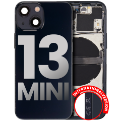 Back Housing W/ Small Components Pre-Installed Compatible For iPhone 13 Mini (International Version) (Used OEM Pull: Grade B) (Midnight)