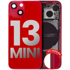 Back Housing W/ Small Components Pre-Installed Compatible For iPhone 13 Mini (US Version) (Used OEM Pull: Grade B) (Red)