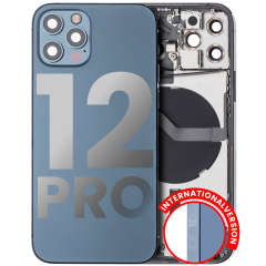 Back Housing W/ Small Components Pre-Installed Compatible For iPhone 12 Pro (International Version) (Used OEM Pull: Grade B) (Pacific Blue)