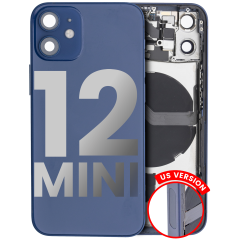 Back Housing W/ Small Components Pre-Installed Compatible For iPhone 12 Mini (US Version) (Used OEM Pull: Grade B) (Blue)