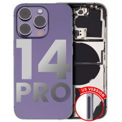 Back Housing W/ Small Pre-Installed Compatible For iPhone 14 Pro (US Version) (Used OEM Pull: Grade B) (Deep Purple)
