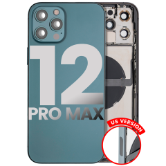 Back Housing W/ Small Components Pre-Installed Compatible For iPhone 12 Pro Max (US Version) (Used OEM Pull: Grade B) (Pacific Blue)