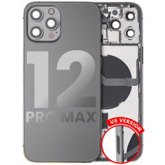 Back Housing W/ Small Components Pre-Installed Compatible For iPhone 12 Pro Max (US Version) (Used OEM Pull: Grade A) (Graphite)