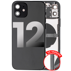 Back Housing W/ Small Components Pre-Installed Compatible For iPhone 12 (US Version) (Used OEM Pull: Grade B) (Black)