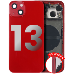 Back Housing W/ Small Components Pre-Installed Compatible For iPhone 13 (US Version) (Used OEM Pull: Grade C) (Red)