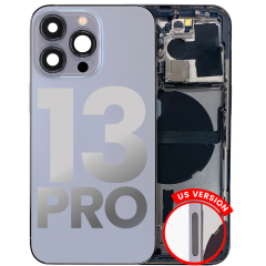 Back Housing W/ Small Components Pre-Installed Compatible For iPhone 13 Pro (US Version) (Used OEM Pull: Grade B) (Sierra Blue)