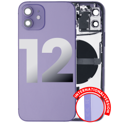 Back Housing W/ Small Components Pre-Installed Compatible For iPhone 12 (International Version) (Used OEM Pull: Grade A) (Purple)