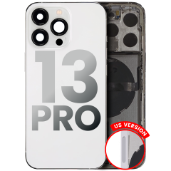 Back Housing W/ Small Components Pre-Installed Compatible For iPhone 13 Pro (US Version) (Used OEM Pull: Grade B) (Silver)