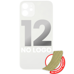 Back Glass With 3M Adhesive Compatible For iPhone 12 (No Logo / Large Camera Hole) (White)
