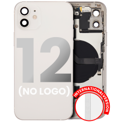 Back Housing W/ Small Components Pre-Installed Compatible For iPhone 12 (No Logo) (Aftermarket Plus) (International Version) (White)