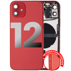 Back Housing W/ Small Components Pre-Installed Compatible For iPhone 12 (International Version) (Used OEM Pull: Grade C) (Red)