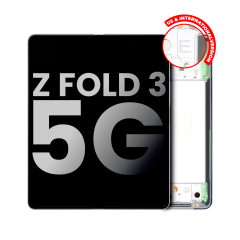 Inner OLED Assembly With Frame Compatible For Samsung Galaxy Z Fold 3 5G (US & International) (Used OEM Pull: Grade A) (Phantom Silver)