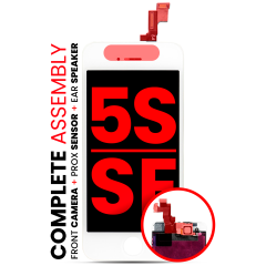 Complete LCD Assembly Compatible For iPhone 5S / SE (2016) (With Front Camera: Prox Sensor & Ear Speaker) (Aftermarket Plus: Tianma) (White)