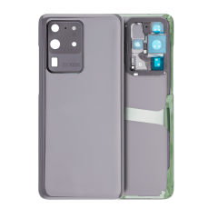 Back Cover Glass With Camera Lens Compatible For Samsung Galaxy S20 Ultra 5G (No Logo) (Aftermarket Plus) (Cosmic Gray)