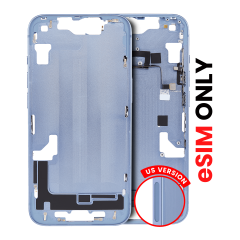 Mid-Frame Housing With Power And Volume Button Compatible For iPhone 14 (US Version) (Aftermarket Plus) (Blue)