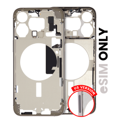 Mid-Frame Housing With Power And Volume Button Compatible For iPhone 15 Pro Max (US Version) (Used OEM Pull: Grade C) (Natural Titanium)
