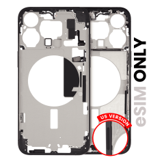 Mid-Frame Housing  W/ Small Parts For iPhone 15 Pro Max (US Version) (Used OEM Pull: Grade C) (Black Titanium)