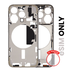Mid-Frame Housing With Power And Volume Button Compatible For iPhone 15 Pro (US Version) (Used OEM Pull: Grade B) (Natural Titanium)