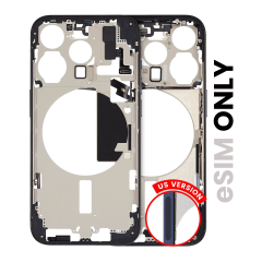 Mid-Frame Housing With Power And Volume Button Compatible For iPhone 15 Pro (US Version) (Used OEM Pull: Grade B) (Blue Titanium)