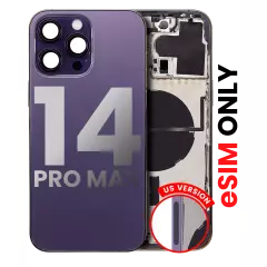 Back Housing W/ Small Pre-Installed Compatible For iPhone 14 Pro Max (US Version) (Aftermarket Plus) (Deep Purple)