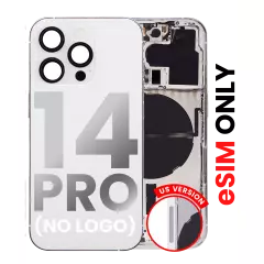 Back Housing W/ Small Pre-Installed Compatible For iPhone 14 Pro (U.S Version) (No Logo) (Aftermarket Plus) (Silver)